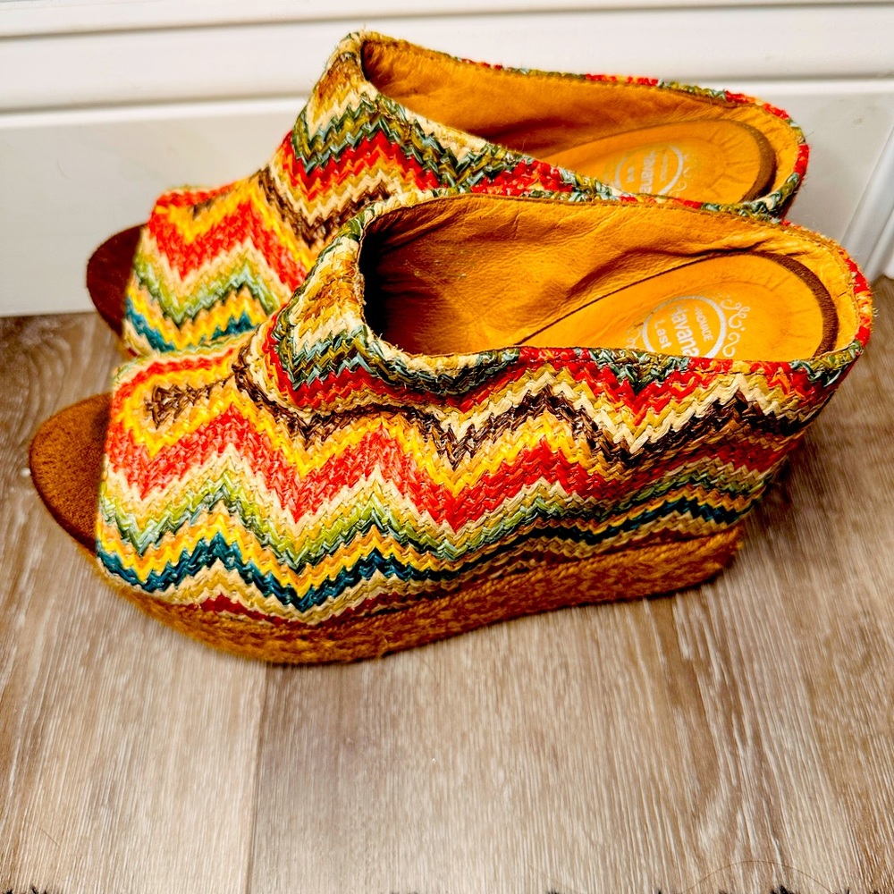 Jeffery Campbell Handmade Havana Last Colorful Design Size 7 Wedge Heels